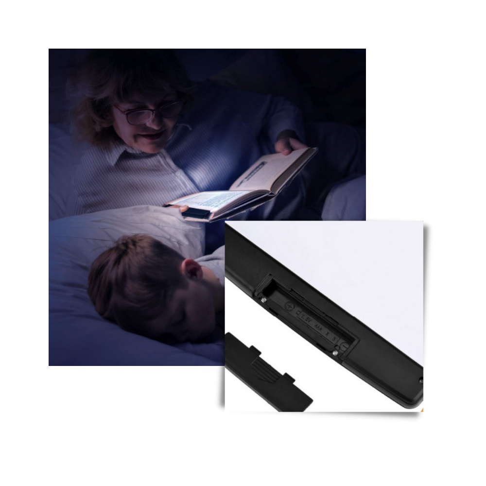 Lâmpada de leitura LED portátil Yks, com design compacto e luz ajustável para leitura confortável.