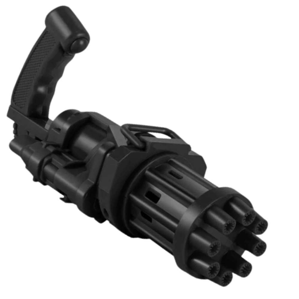 Pistola de bolhas automática Aprezo, brinquedo de atividade portátil, exibindo pistola preta para fazer bolhas de sabão.
