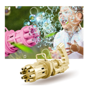 Pistola de bolhas automática Aprezo, brinquedo de atividade divertido com emissão de bolhas coloridas em ação.