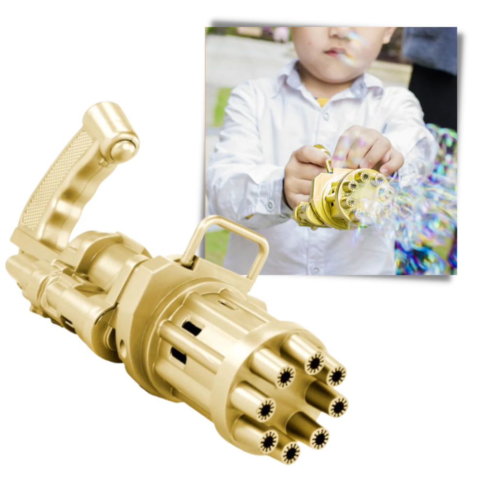Pistola de bolhas automática Aprezo, brinquedo de atividade portátil com design compacto e fácil de usar em brincadeiras ao ar livre.