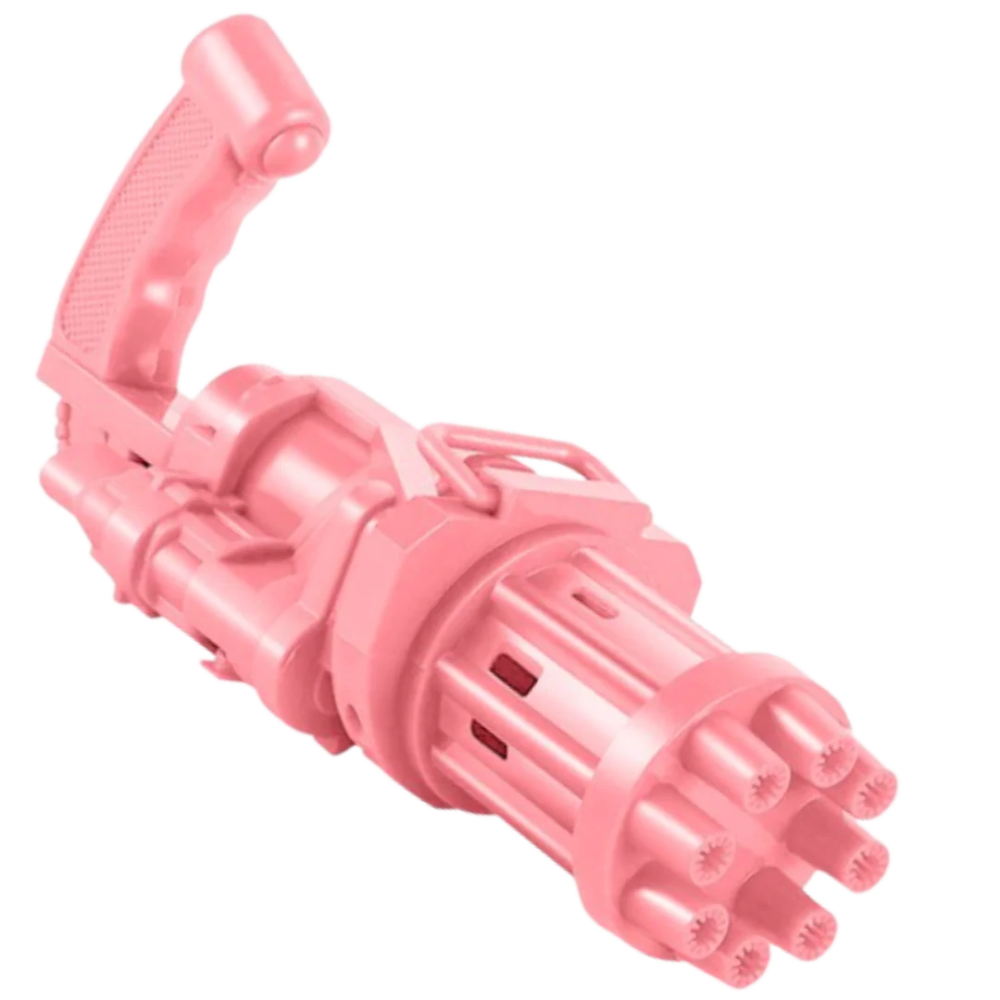 Pistola de bolhas automática Aprezo, brinquedo de atividade rosa com mandar as bolhas de forma divertida e colorida.