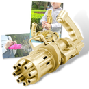 Pistola de bolhas automática Aprezo, brinquedo de atividade com cilindro de bolhas e sistema de disparo fácil.