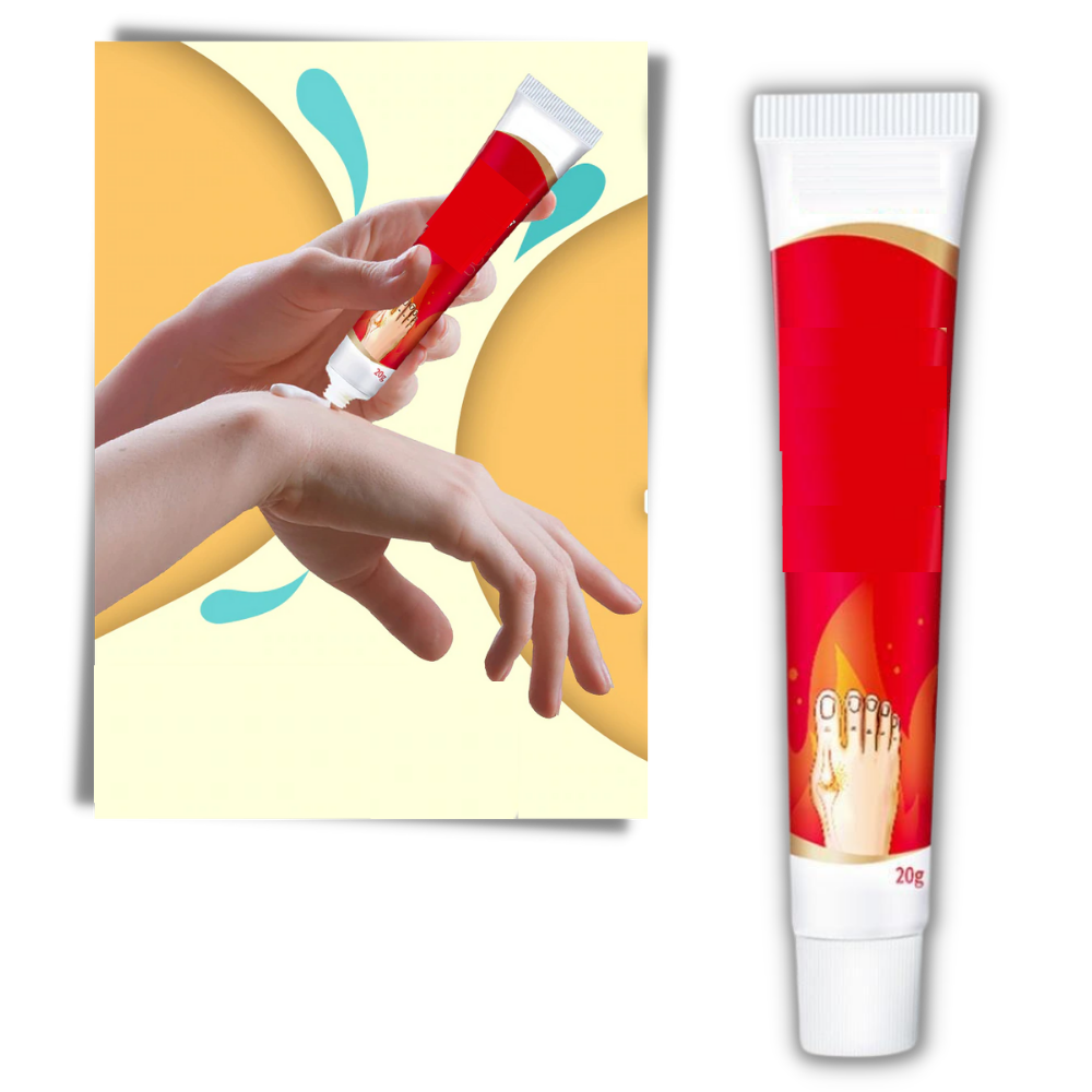 Creme anti-inflamatória para oínhas do pé, produto de cuidado com os pés da marca Aomeily, aplicação fácil.