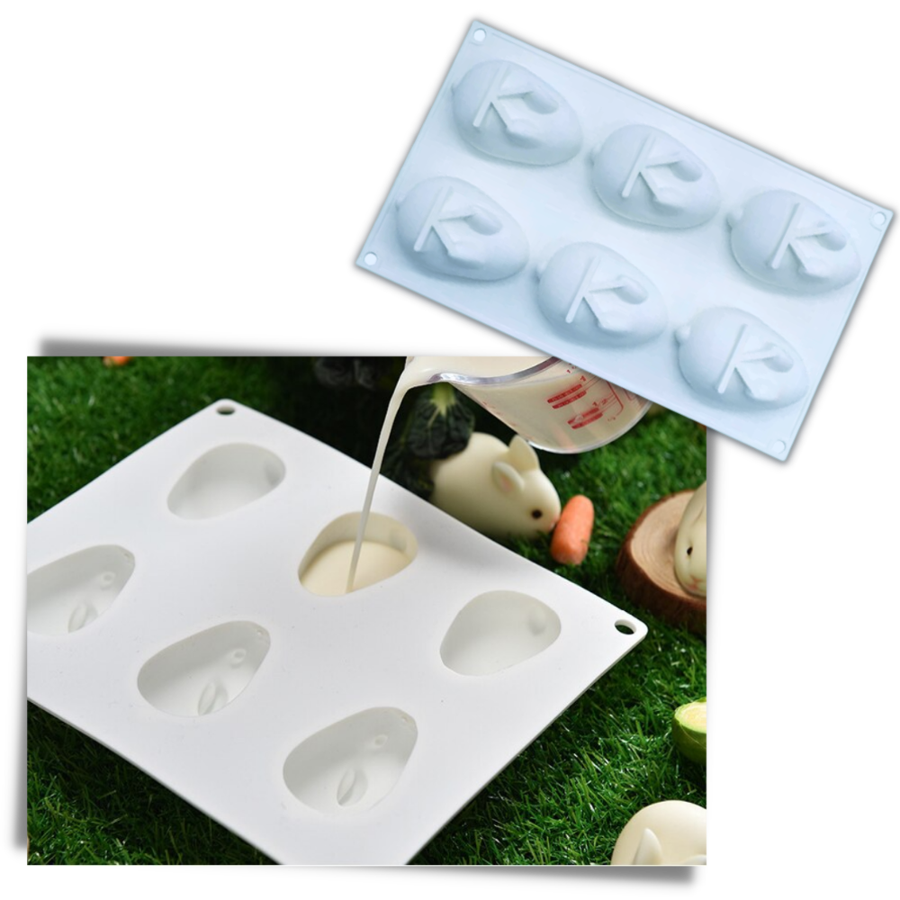 Moldes de silicone em forma de mini-coelho para culinária e confeitaria, da marca Eastjing, material de grau alimentício.