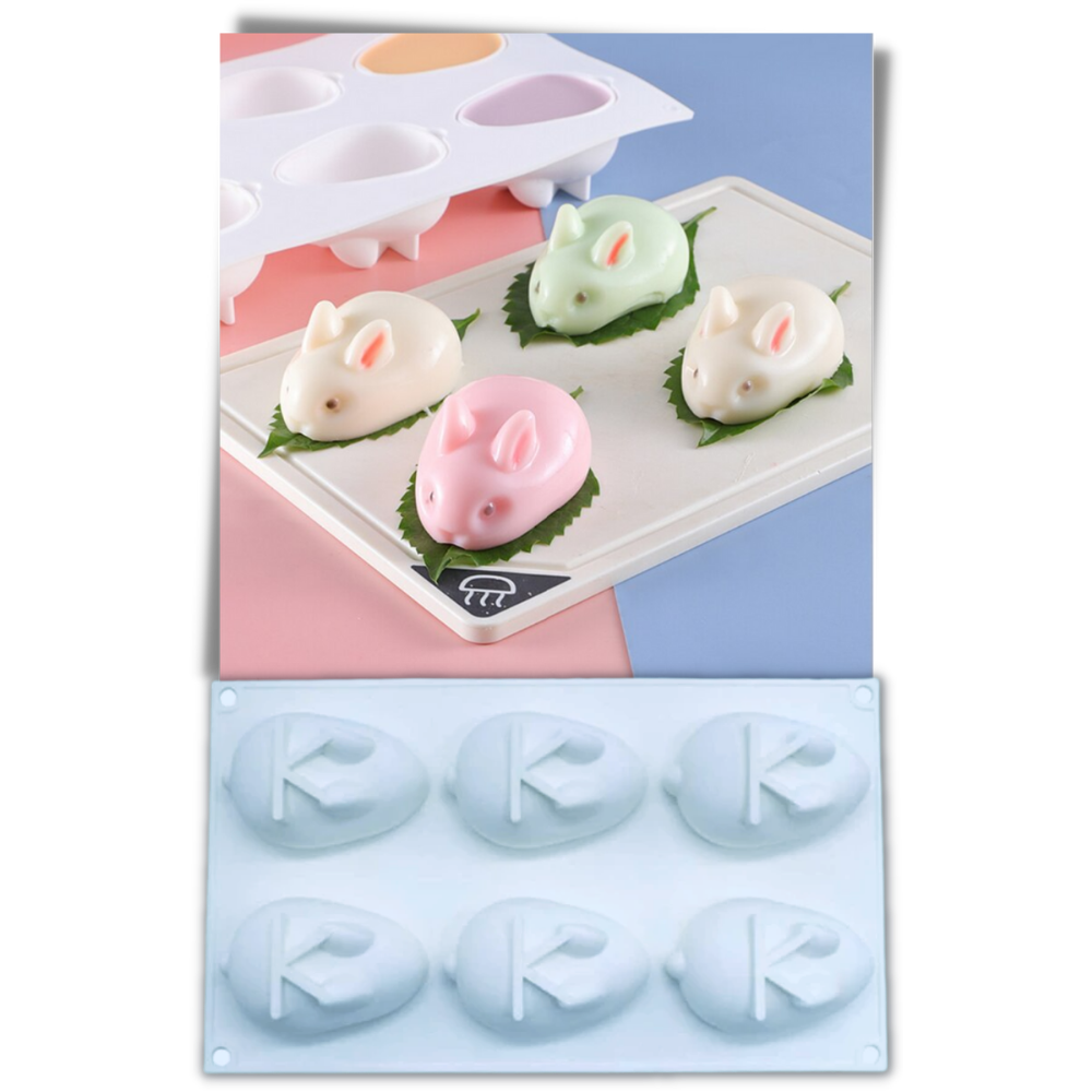 Forma de silicone em formato de mini-coelhinho para bolos e doces, da marca Eastjing, ideal para confeitaria e pâtisserie.