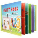 Livro de atividades Montessori Blue Scratch, brinquedo educativo com páginas interativas para aprendizado infantil.