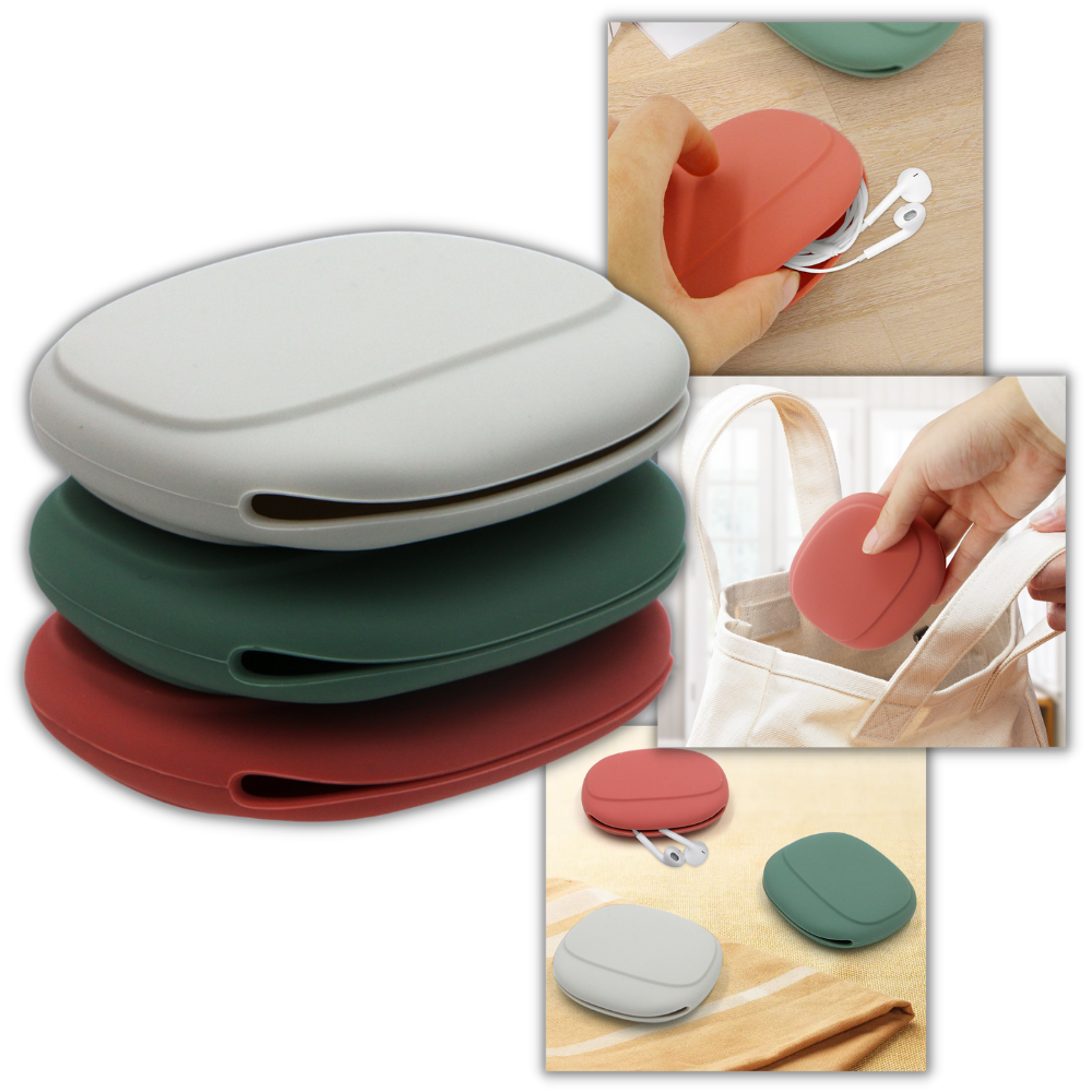 Estojo de silicone Dido para acessórios eletrônicos pequenos, ideal para organização de cabos e dispositivos de áudio.