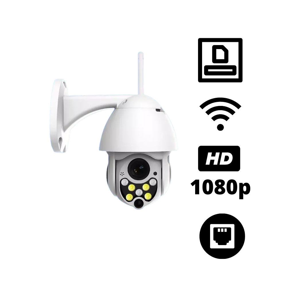 Câmera de vigilância Wi-Fi Shen Zhen Luom Technology com lente grande angular e design compacto para segurança doméstica.