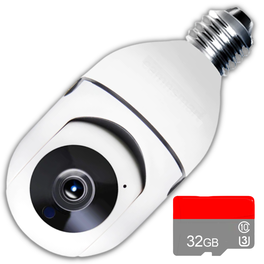 Ampola inteligente com câmera de vigilância Shiziwei, câmera de segurança 2MP com iluminação integrada e design compacto