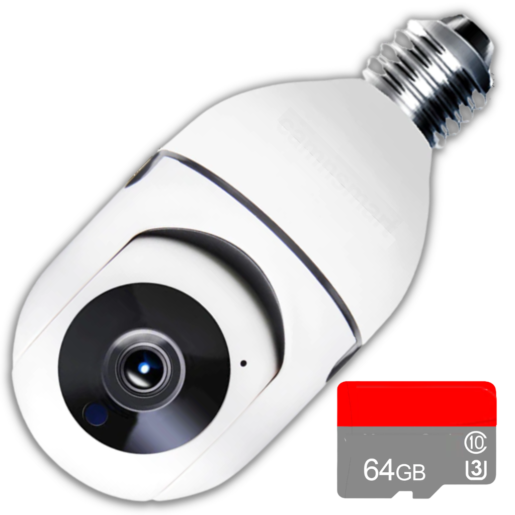 Ampola inteligente com câmera de vigilância Shiziwei, lente de 2MP e design de lâmpada para monitoramento doméstico.