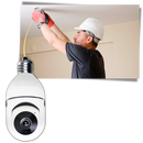 Ampola inteligente com câmera de vigilância Shiziwei, fácil de instalar, com lente e componentes visíveis na imagem.