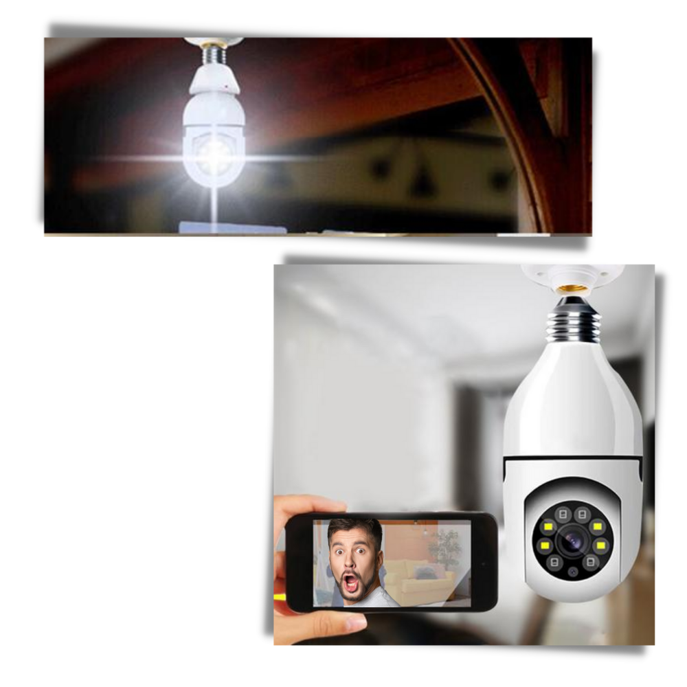Ampoule inteligente com câmera de vigilância Shiziwei, dispositivo multifuncional com lente e iluminação integrada para segurança doméstica