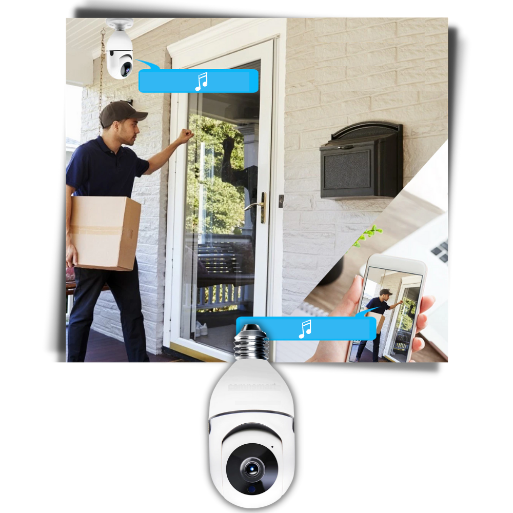 Ampoule inteligente de câmera de vigilância Shiziwei com controle remoto e design discreto para segurança residencial.