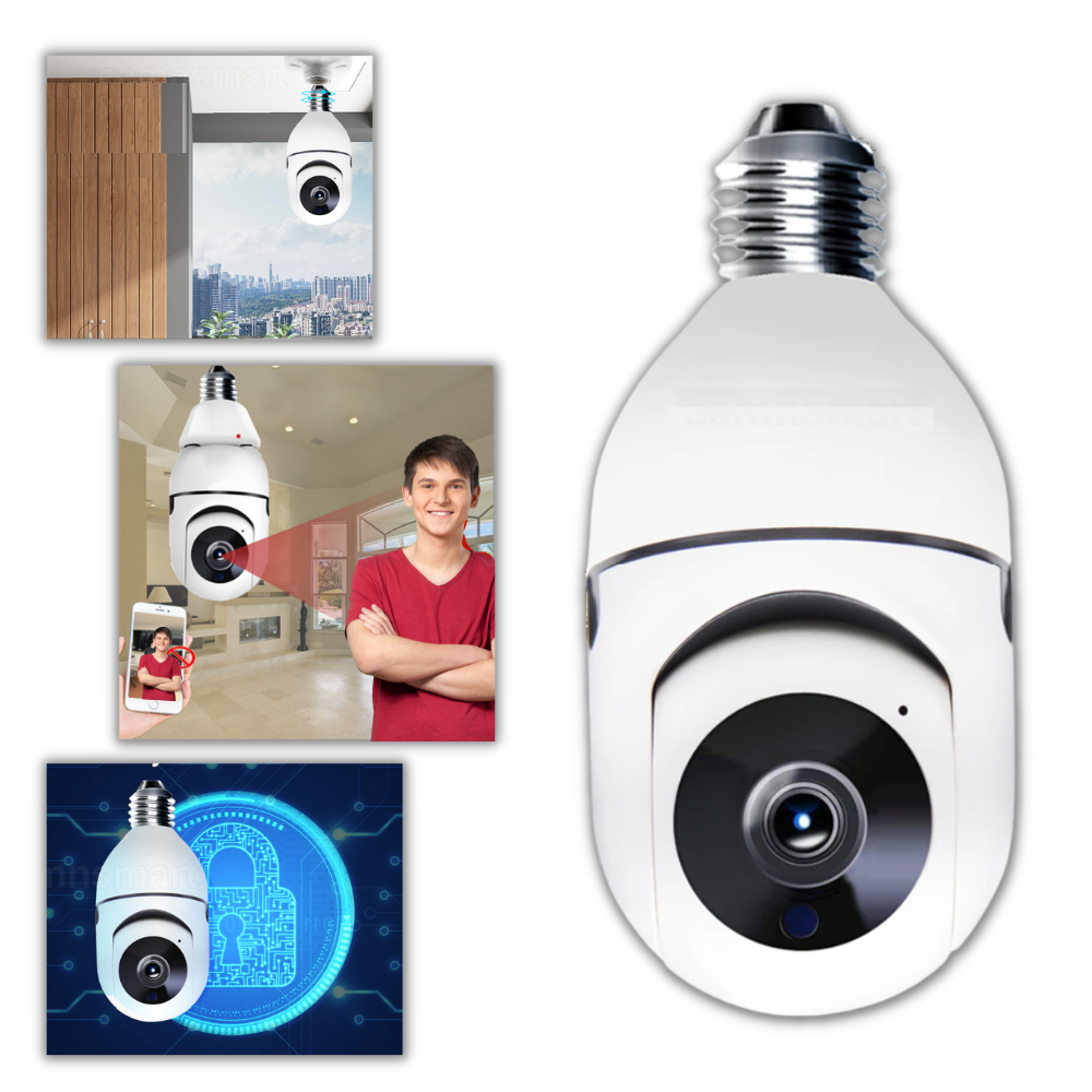 Ampola inteligente com câmera de segurança Shiziwei, câmera de vigilância compacta e discreta para monitoramento doméstico.