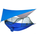Rede de camping Sodial, tente-hamac azul para camping e trilhas, com cordas e suporte para relaxar ao ar livre.