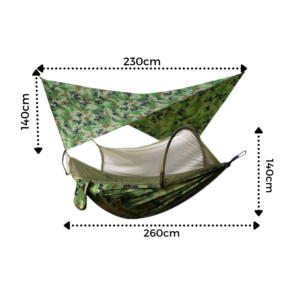 Rede de camping Sodial para camping e caminhada, com estrutura resistente e confortável, ideal para descanso ao ar livre.