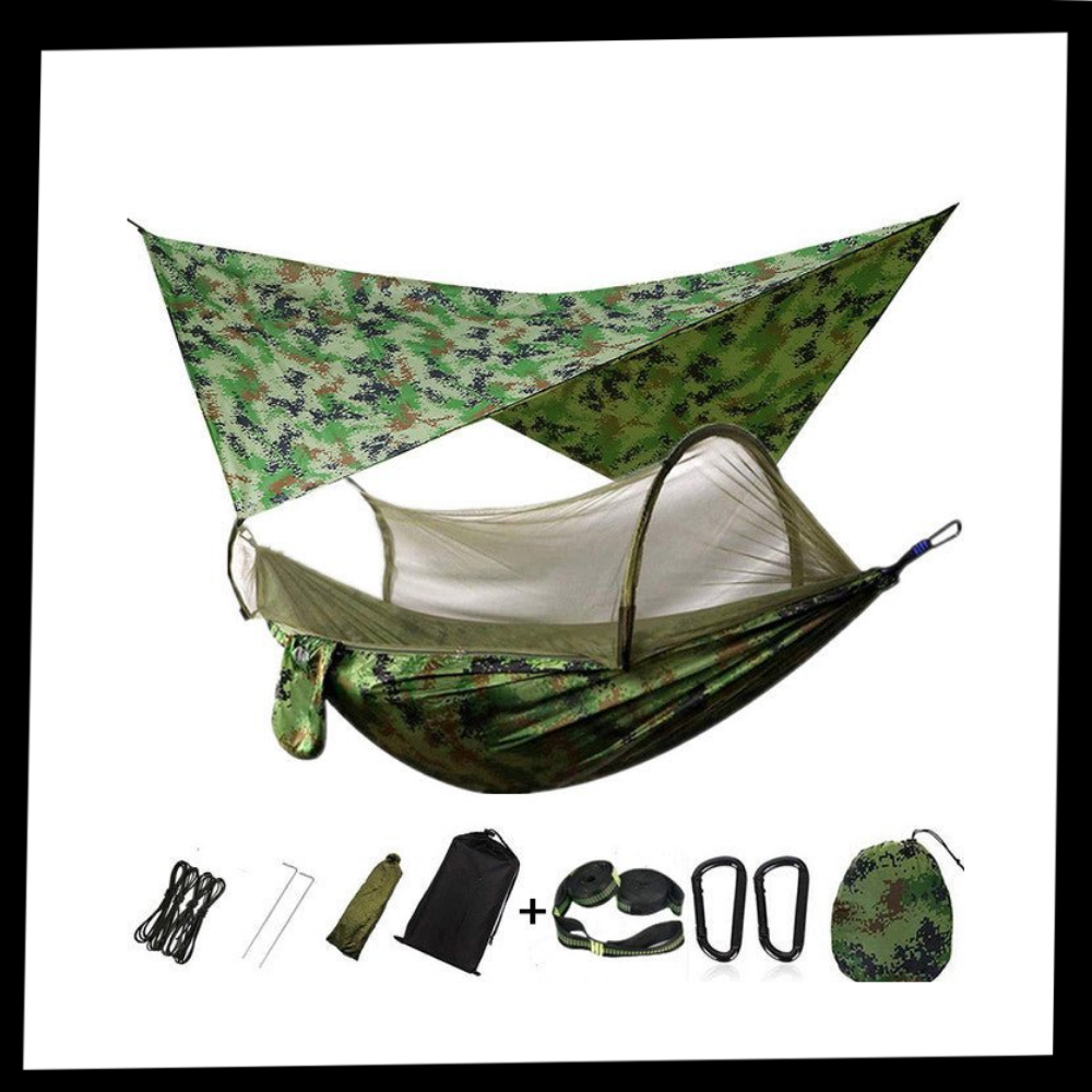 Rede de camping e caminhada Sodial, tente-hamac portátil com suporte para relaxar ao ar livre em atividades de camping e trilha.