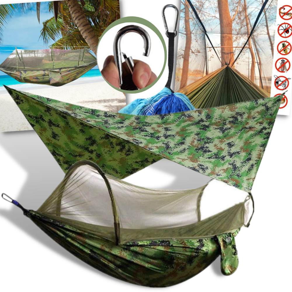 Tente-hamac Sodial para camping e caminhada, com tecido resistente e cordas, ideal para relaxar ao ar livre em aventuras ao ar livre.