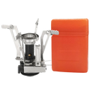 Mini réchaud de camping Yks à gaz avec brûleur noir, compact et portável para atividades ao ar livre e camping.