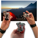 Mini réchaud de camping à gaz Yks avec brûleur portable pour camping et randonnée, facile à utiliser en plein air.
