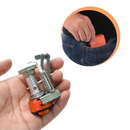 Rechaud de camping portátil Yks com queimador de gás, design dobrável ideal para aventuras de camping e caminhada.