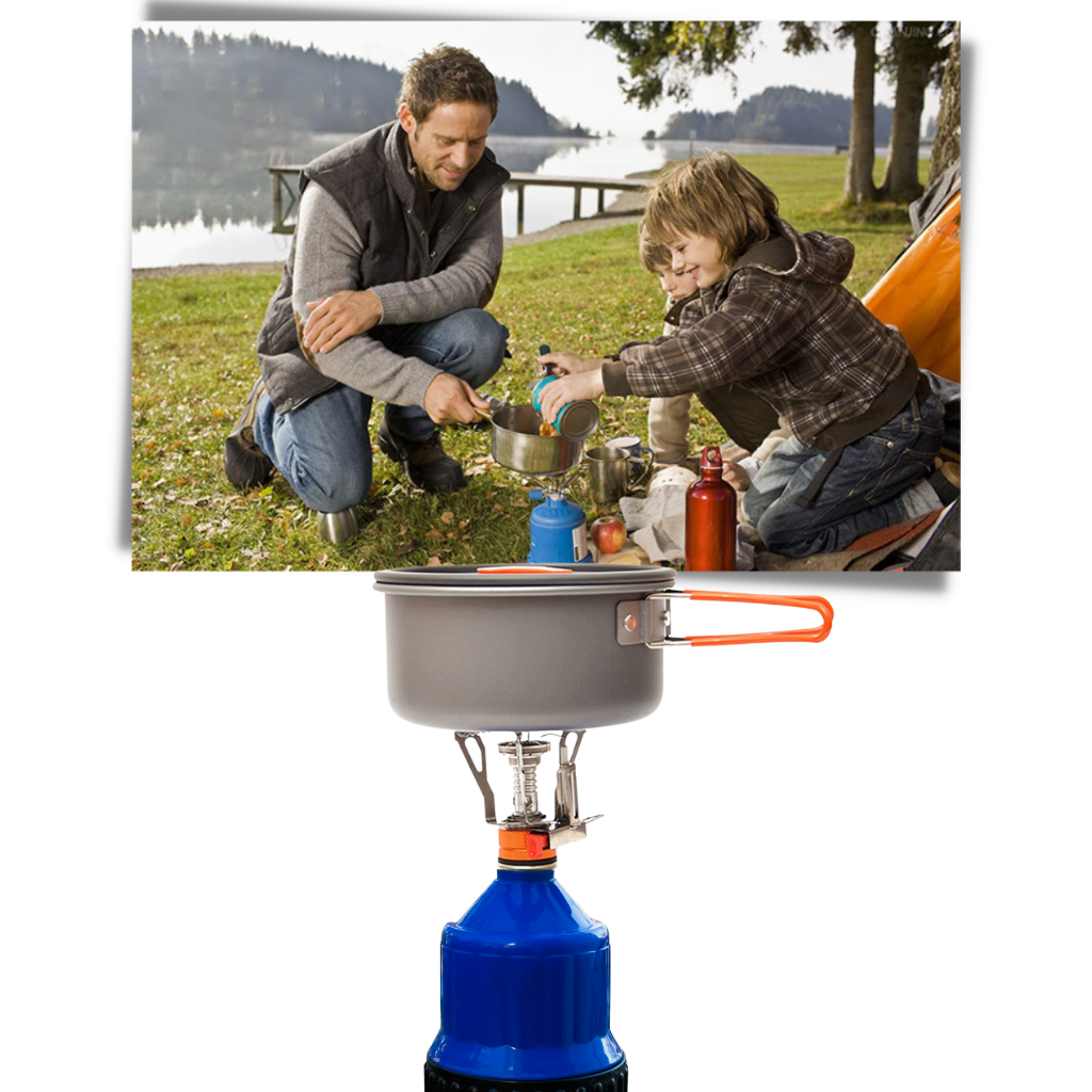 Mini réchaud de camping Yks à gaz avec brûleur pour camping et randonnée, compact et pratique pour cuisiner en extérieur