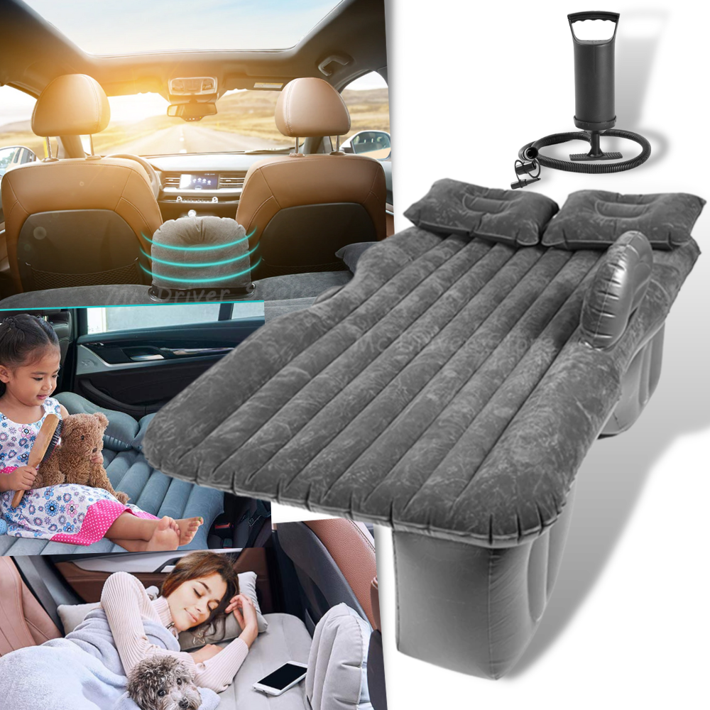 Colchão inflável para assento de carro da marca Nex, ideal para camping e viagens de aventura.