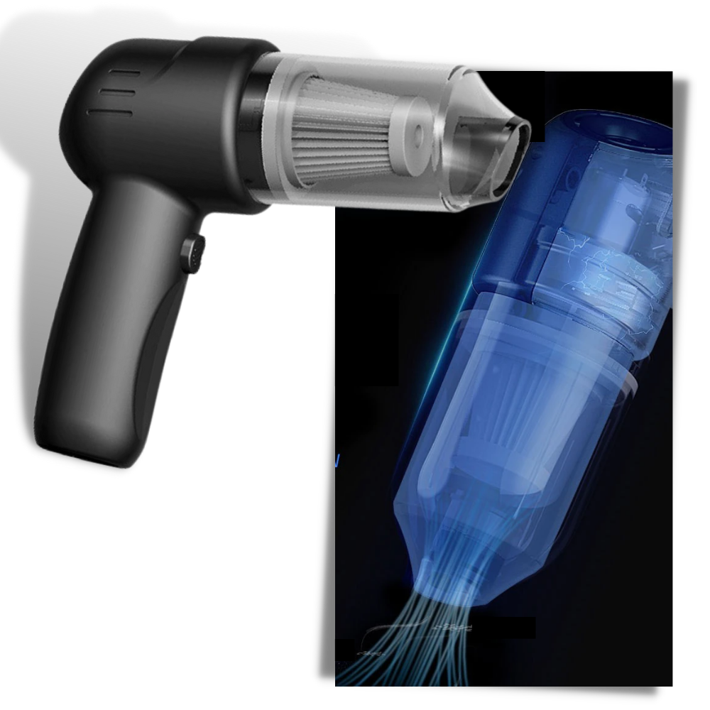 Aspirador de mão sem fio Cbcbtwo com sucção potente, portátil e compacto, ideal para limpeza rápida de superfícies diversas.