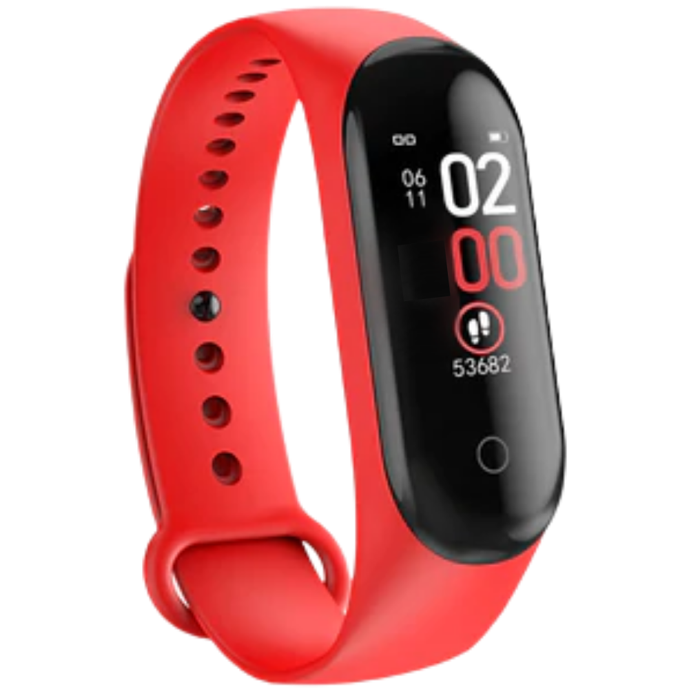 Pulseira de monitoramento de forma e sono Lallcas, com visor vermelho, para treino e fitness.