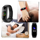 Pulseira de monitoramento de forma e sono Lallcas, rastreando atividades físicas e padrões de sono, com display digital.