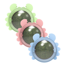 Brinquedo bola de hortelã rotativa para gatos Linfan, acessório de diversão com detalhes coloridos e superfície giratória.