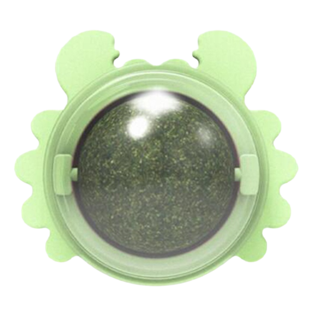 Brinquedo bola de hortelã rotativa para gatos, acessório para diversão, marca Linfan, com cor verde vibrante e detalhes em plástico