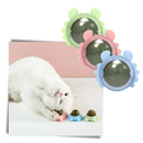 Brinquedo para gatos Linfan, bola de hortelã rotativa com detalhes coloridos, ideal para estimular a brincadeira do felino.