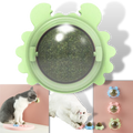 Bola de menta rotativa para gatos da marca Linfan, acessório divertido com design colorido e texturas para estimular o brincar.