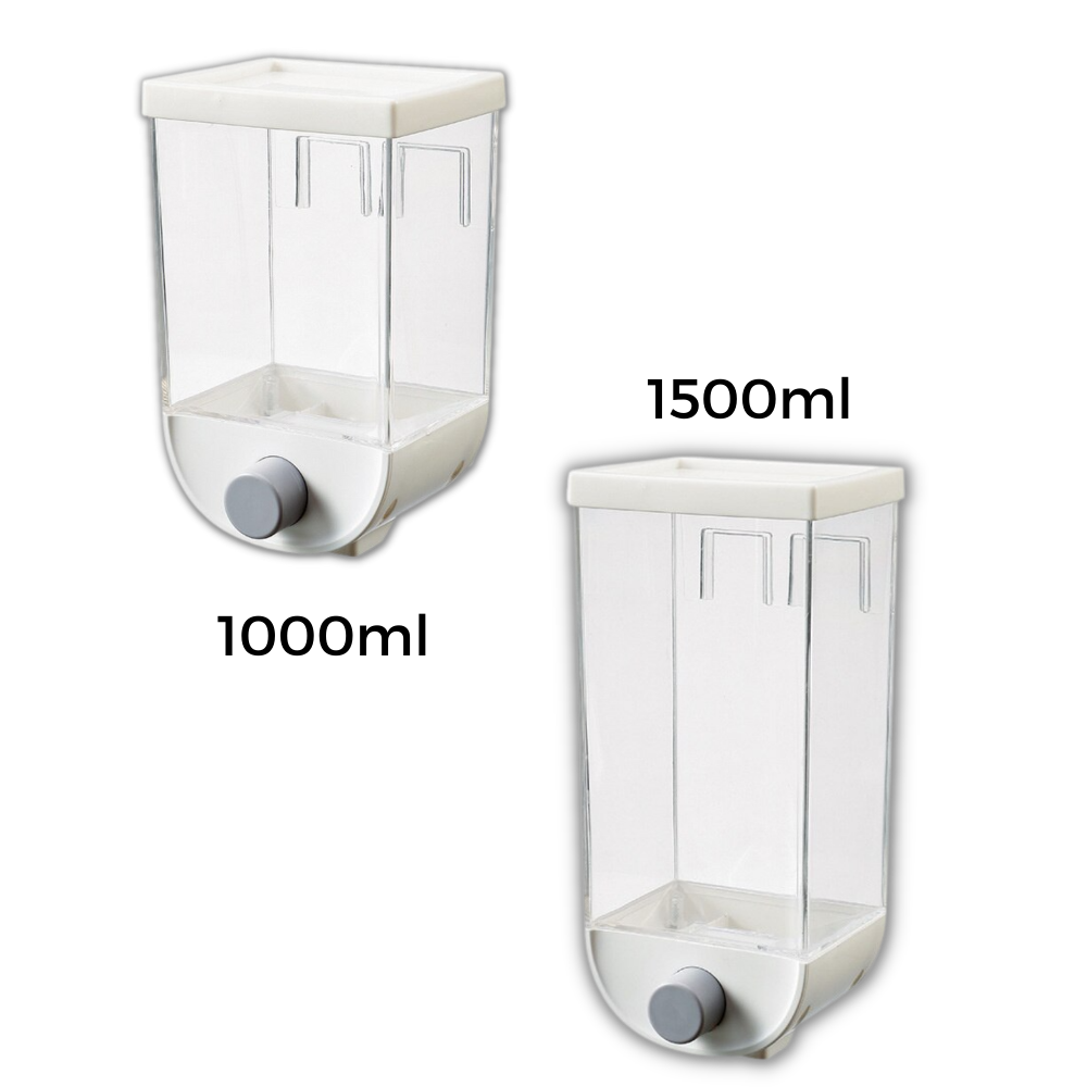 Distributeur de céréales mural Romacci, container de armazenamento com abertura prática para utensílios de cozinha.