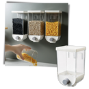 Dispensador de cereais de parede Romacci, com compartimentos transparentes para armazenamento de grãos e cereais.
