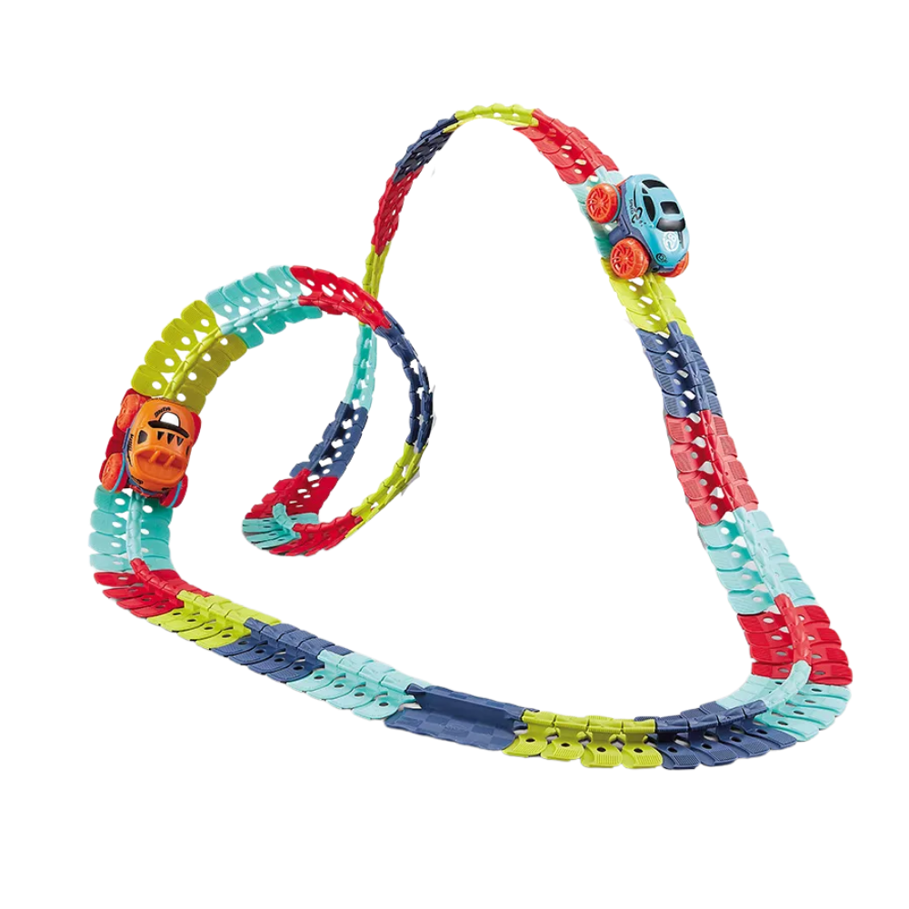 Circuit em trilhos flexíveis para carros de brinquedo Yotijar com 184 peças, trilhos ajustáveis para veículos de jogo.