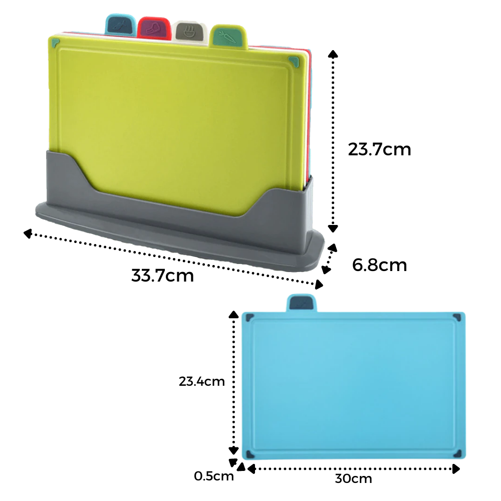 Conjunto de 4 tábuas de corte Casewin com suporte, utensílios de cozinha para preparar alimentos com praticidade e organização