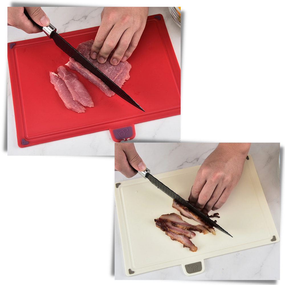 Conjunto de 4 tábuas de corte Casewin com suporte para facilitar picar e cortar alimentos na cozinha.