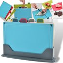 Conjunto de 4 tábuas de corte com suporte da Casewin para cozinha, feitas de material resistente para preparação de alimentos.