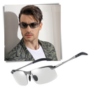 Óculos de sol UV fotochromáticos para homens da marca Jr, armação ajustável com lentes que mudam de cor ao sol.