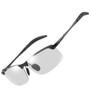 Óculos de sol UV fotochromáticos para homens da marca Jr, armação preta com lentes que ajustam à luz.