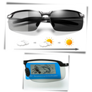 Óculos de sol UV foto cromáticos para homens da marca Jr, com lentes que se ajustam à luz solar e oferecem proteção.