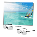 Óculos de sol UV fotochromicos para homens da marca Jr, com lentes que mudam de cor conforme a luz ambiente.