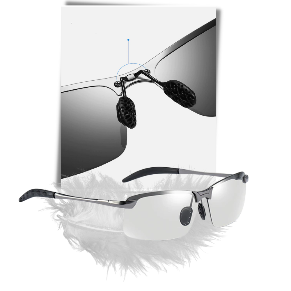 Óculos de sol UV fotochromáticos para homens da marca Jr, armação leve e lentes que ajustam à luz ambiente.