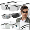 Óculos de sol UV fotochromáticos para homens da marca Jr, com lentes que se ajustam à luz ambiente.