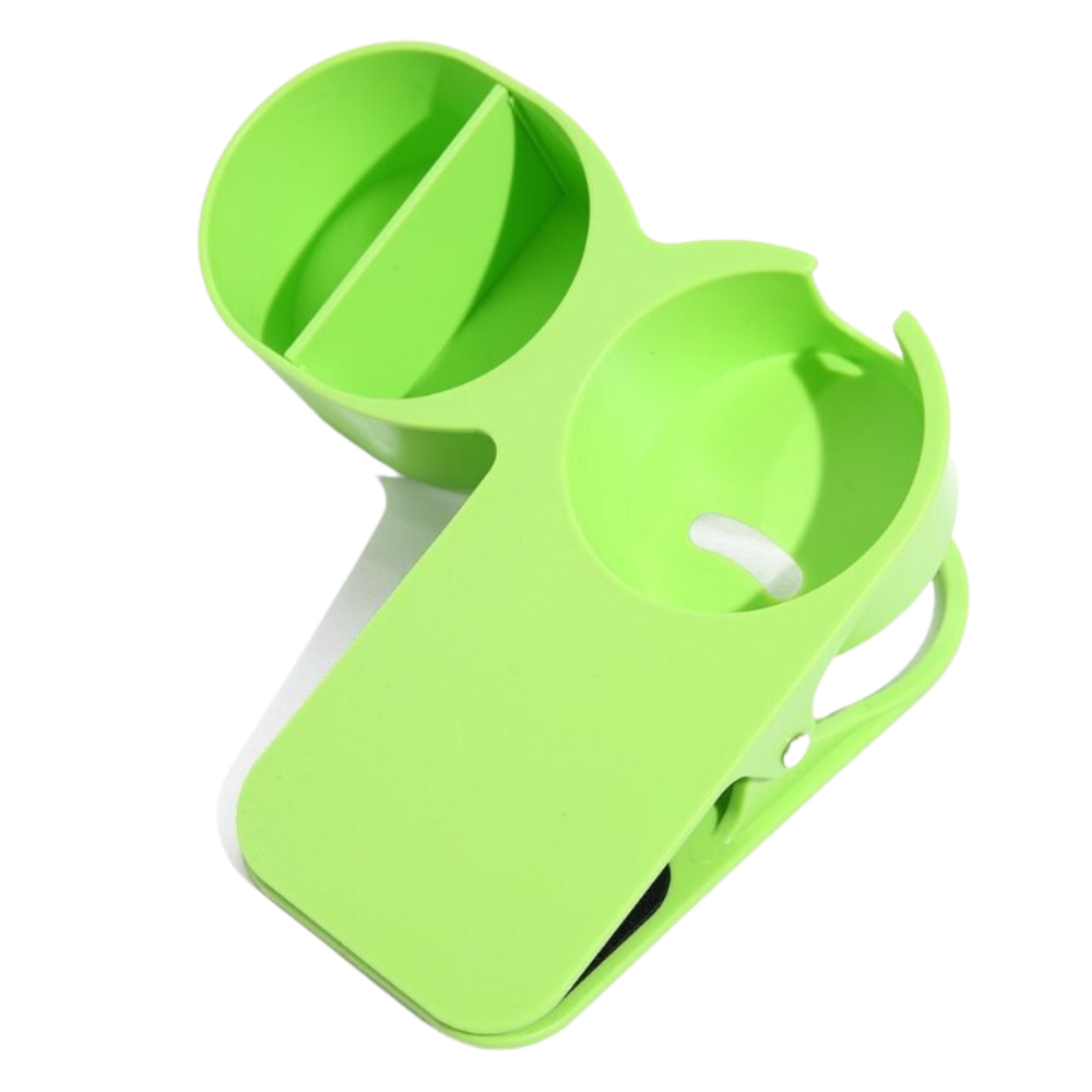 Porta-gobelet duplo da Dynwave, acessório de cozinha com clip, em acabamento verde, ideal para segurar copos de forma prática