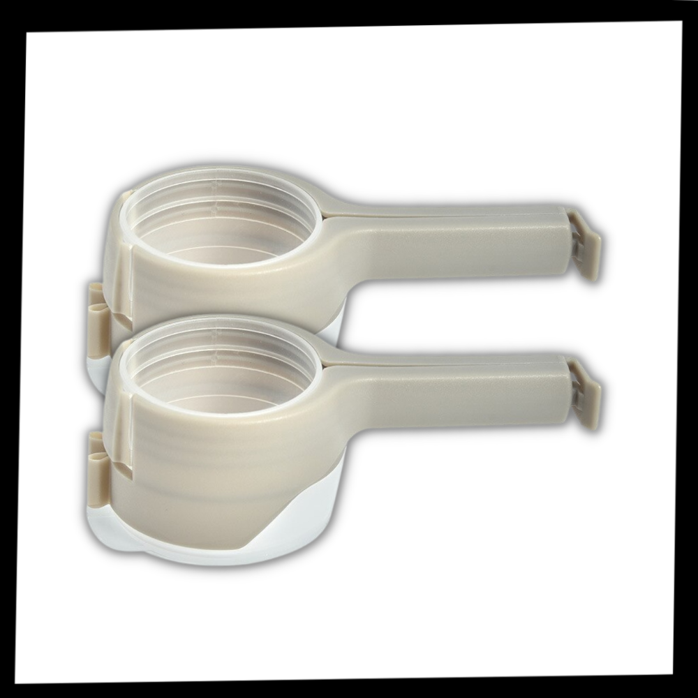 Conjunto de 2 clips para sacos alimentares Zavarea com tampas, acessórios de armazenamento de alimentos, em embalagem dupla.
