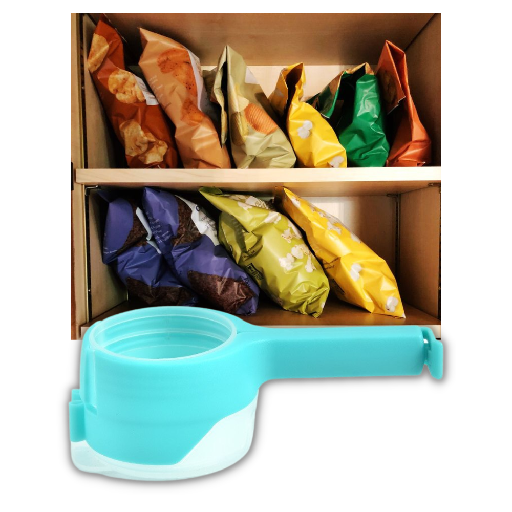 Conjunto de 2 clipes para saco de alimentos Zavarea com tampas, acessórios de armazenamento para manter alimentos frescos.