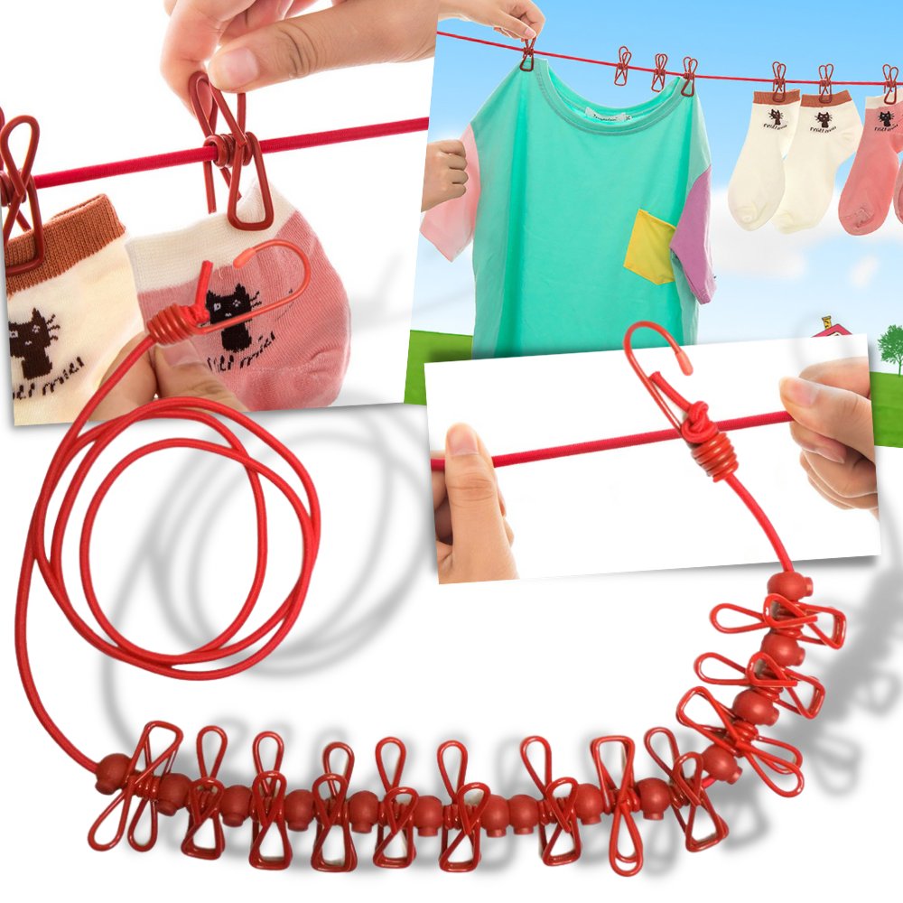 Varal de camping extensível Sodial de 4m, com cabos de roupa para secar roupas ao ar livre ao ar livre